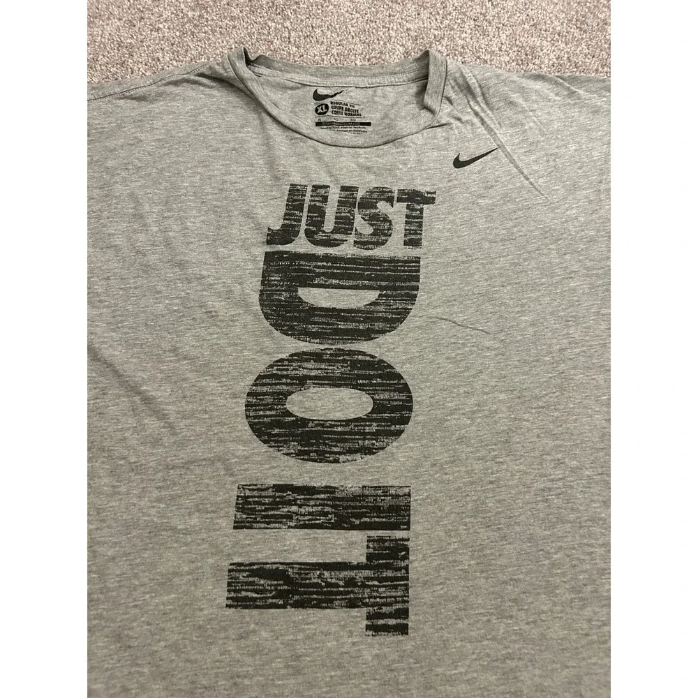 Nike T-Shirt Mens XL Gray Excellent Just Do It Graphic Short Sleeve Crew Neck